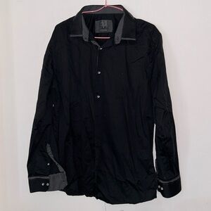 City Life Shirt Mens size L Black Button Up Plaid Long Sleeve Casual